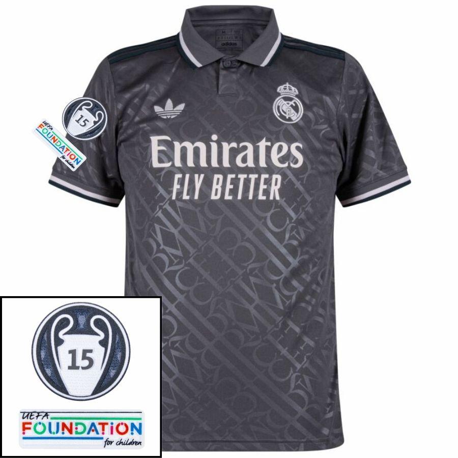 Real Madrid Mbappé 9 Third Fan Jersey 2024/25 Patches UCL UEFA Foundation (Official Printing)
