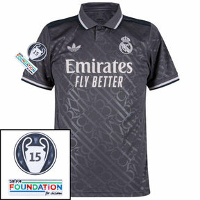 Real Madrid Third Fan Jersey 2024/25 Patches UCL UEFA Foundation (Official Printing)