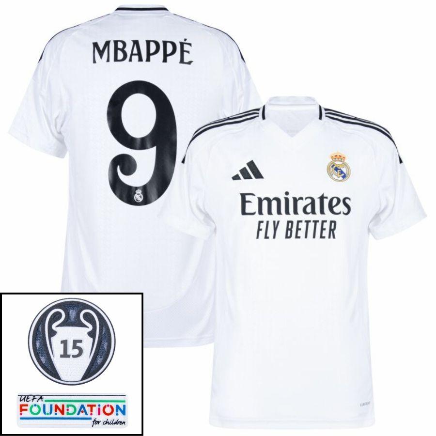 Real Madrid Home Fan Jersey 2024/25 Patches UCL UEFA Foundation (Official Printing)