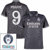 Real Madrid Mbappé 9 Third Fan Jersey 2024/25 Patches UCL UEFA Foundation (Official Printing)