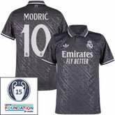 Real Madrid Modric 10 Third Fan Jersey 2024/25 Patches UCL UEFA Foundation (Official Printing)