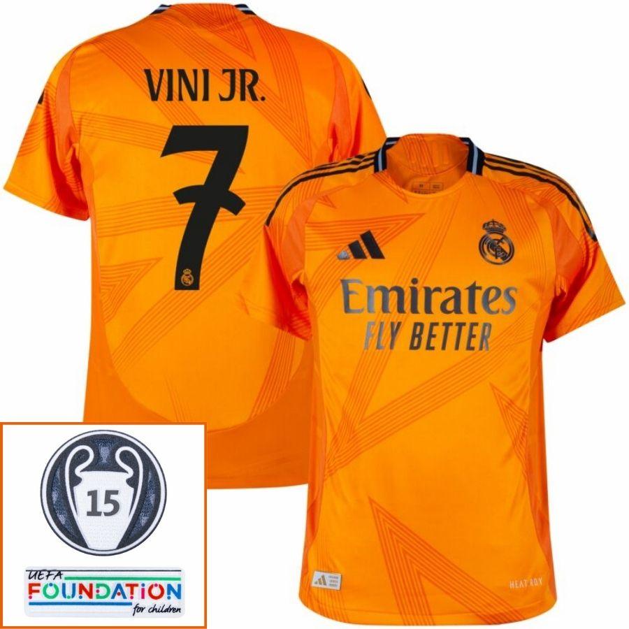 Real Madrid Vini JR. 7 Away Fan Jersey 2024/25 Patches UCL UEFA Foundation (Official Printing)