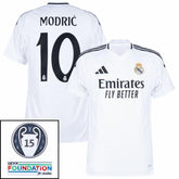 Real Madrid Modric 10 Home Fan Jersey 2024/25 Patches UCL UEFA Foundation (Official Printing)