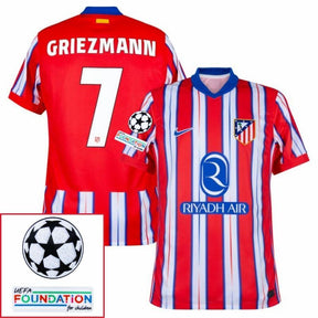 Atlético Madrid Home Fan Jersey 2024/25 Patches UCL UEFA Foundation (Official Printing)