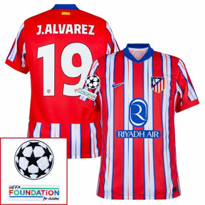 Atlético Madrid Home Fan Jersey 2024/25 Patches UCL UEFA Foundation (Official Printing)