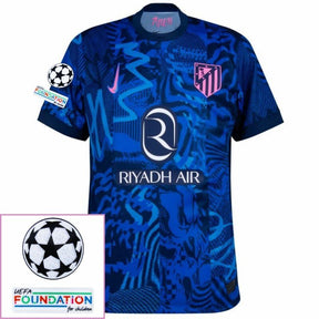 Atlético Madrid Julián Alvarez 19 Third Fan Jersey 2024/25 Patches UCL UEFA Foundation (Official Printing)