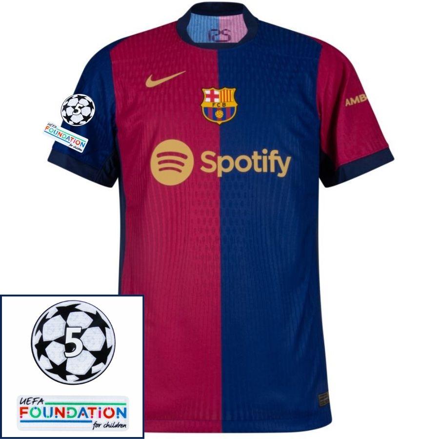 Barcelona Olmo 20 Home 2024/25 Patches UCL UEFA Foundation (Official Printing)