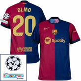 Barcelona Olmo 20 Home 2024/25 Patches UCL UEFA Foundation (Official Printing)