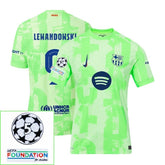 Barcelona Lewandowski 9 Third 2024/25 Patches UCL UEFA Foundation (Official Printing)