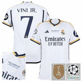Real Madrid Home Fan Jersey 2023/24 Vini Jr. 7 Patch FIFA WCC Patch UCL UEFA Foundation Patches
