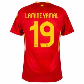 Spain Lamine Yamal 19 Home Fan Jersey 2025/26 Euro 2024 & Foundation Tournament Patches (Official Printing)