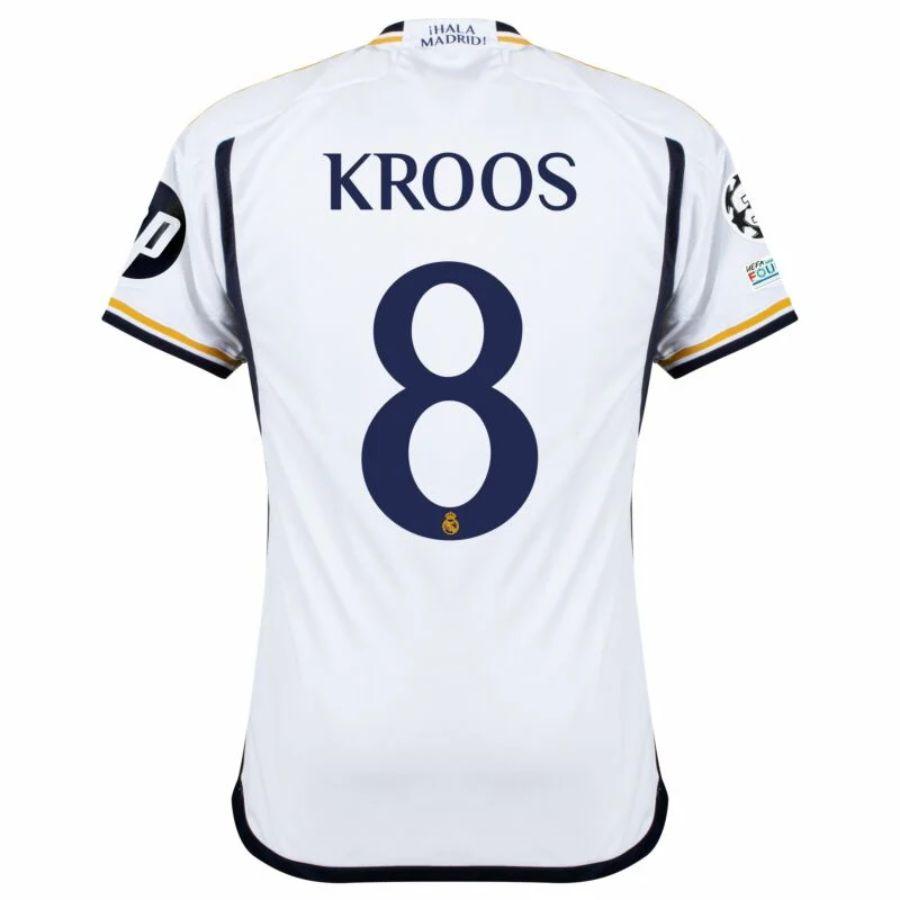 Real Madrid Toni Kroos 8 Home Fan Jersey 2023/24 Patch FIFA WCC Patch UCL UEFA Foundation Patches