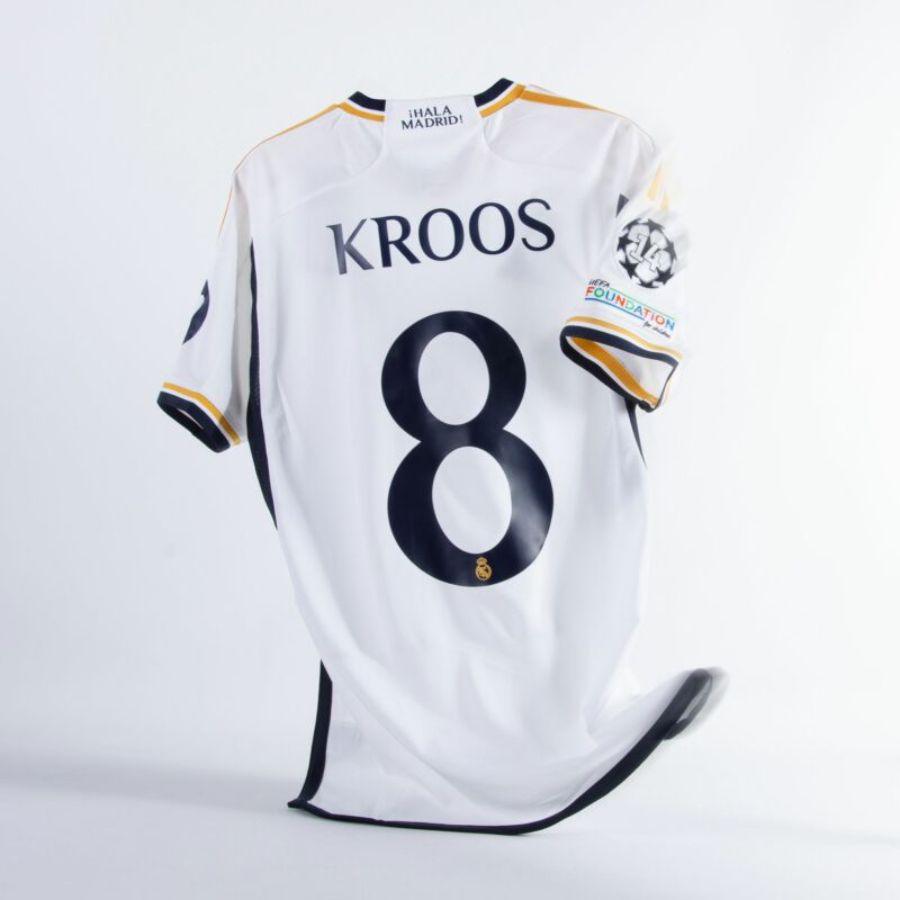Real Madrid Toni Kroos 8 Home Fan Jersey 2023/24 Patch FIFA WCC Patch UCL UEFA Foundation Patches